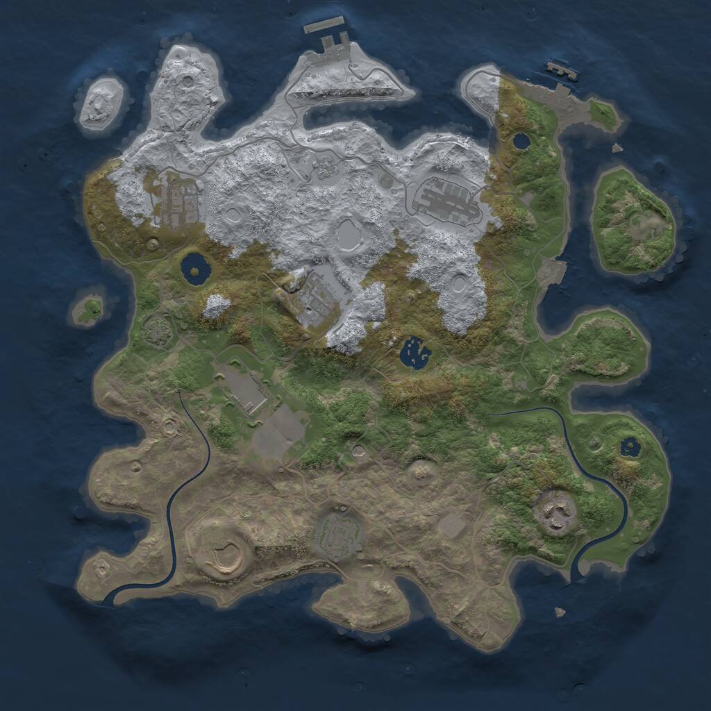 Rust Map: Procedural Map, Size: 3500, Seed: 1820590974, 14 Monuments