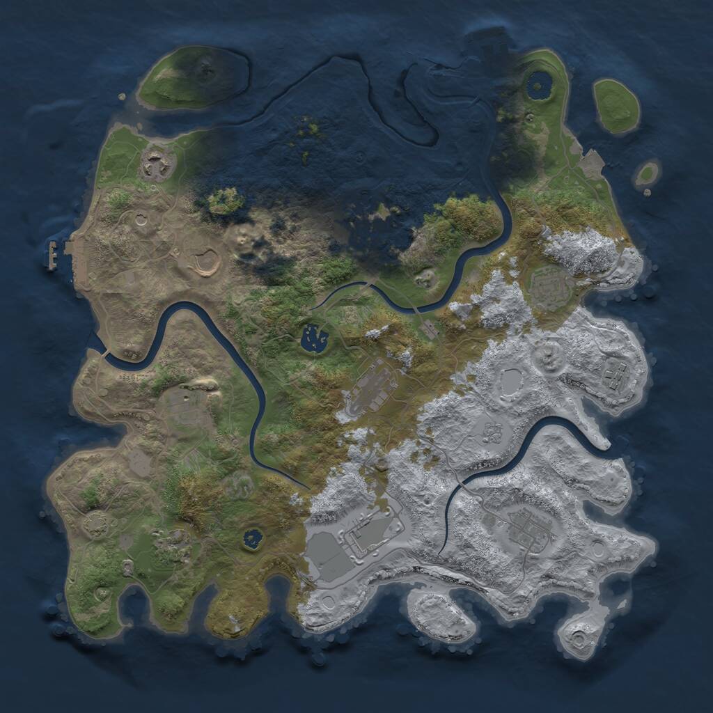 Rust Map: Procedural Map, Size: 3850, Seed: 1439782683, 17 Monuments