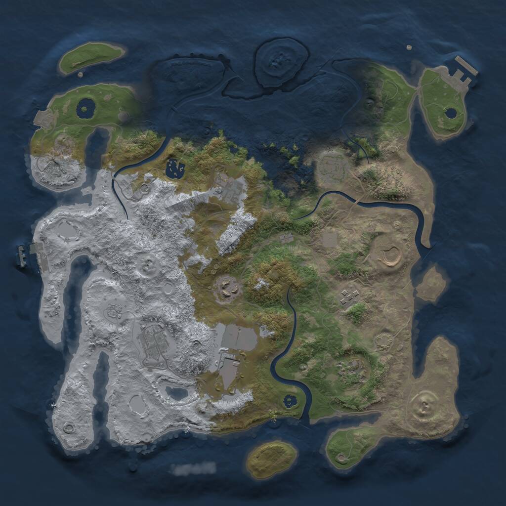 Rust Map: Procedural Map, Size: 3800, Seed: 905832789, 15 Monuments