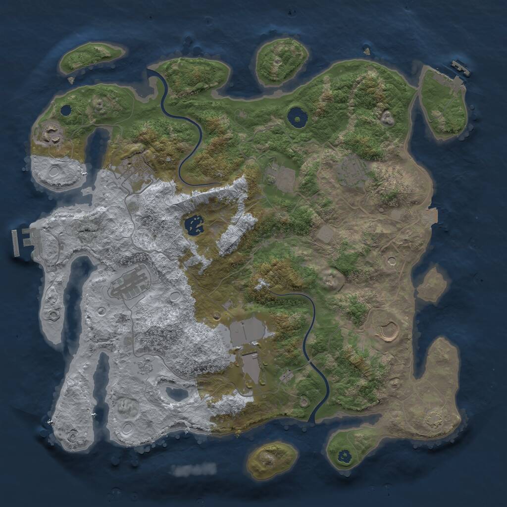 Rust Map: Procedural Map, Size: 3800, Seed: 905832789, 14 Monuments