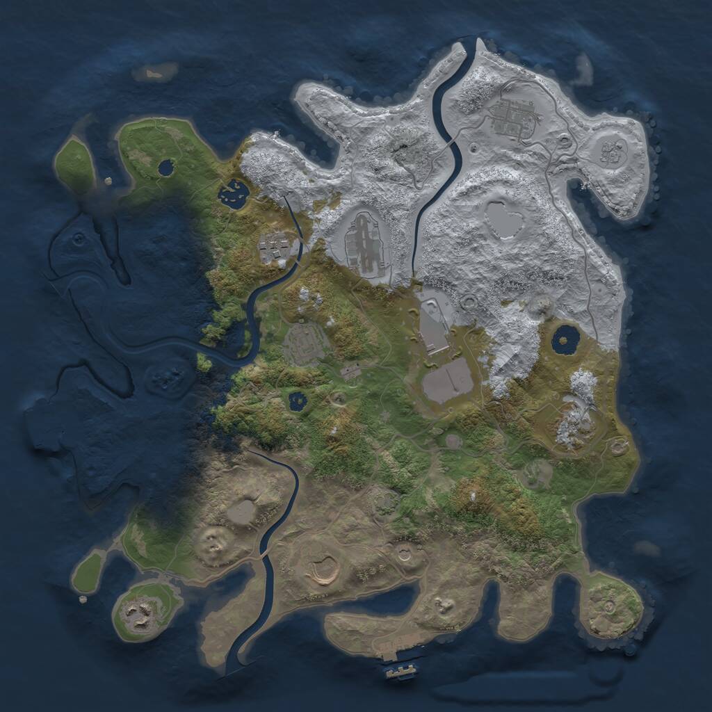 Rust Map: Procedural Map, Size: 3700, Seed: 2108503156, 15 Monuments