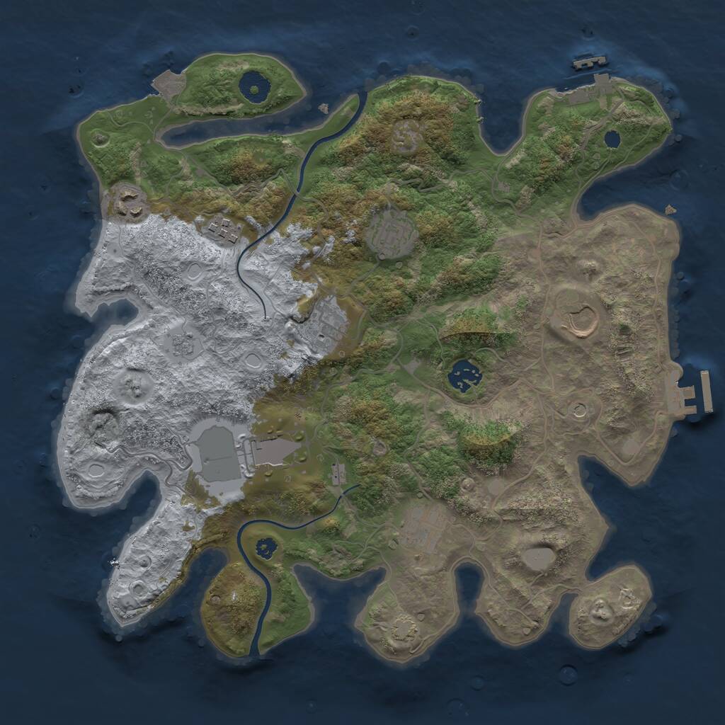 Rust Map: Procedural Map, Size: 3500, Seed: 1110855380, 14 Monuments