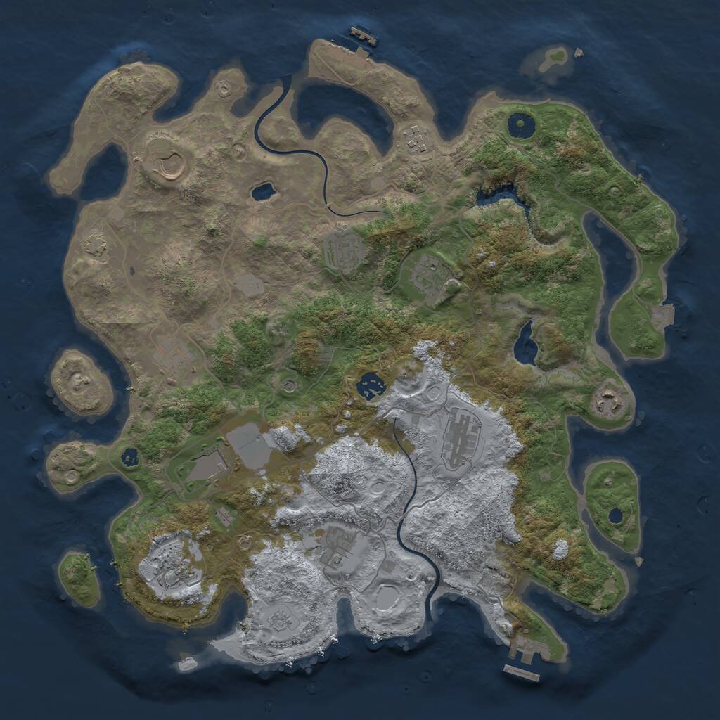 Rust Map: Procedural Map, Size: 4000, Seed: 1918230123, 17 Monuments