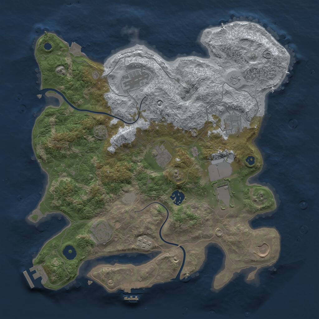 Rust Map: Procedural Map, Size: 3500, Seed: 1165722333, 13 Monuments