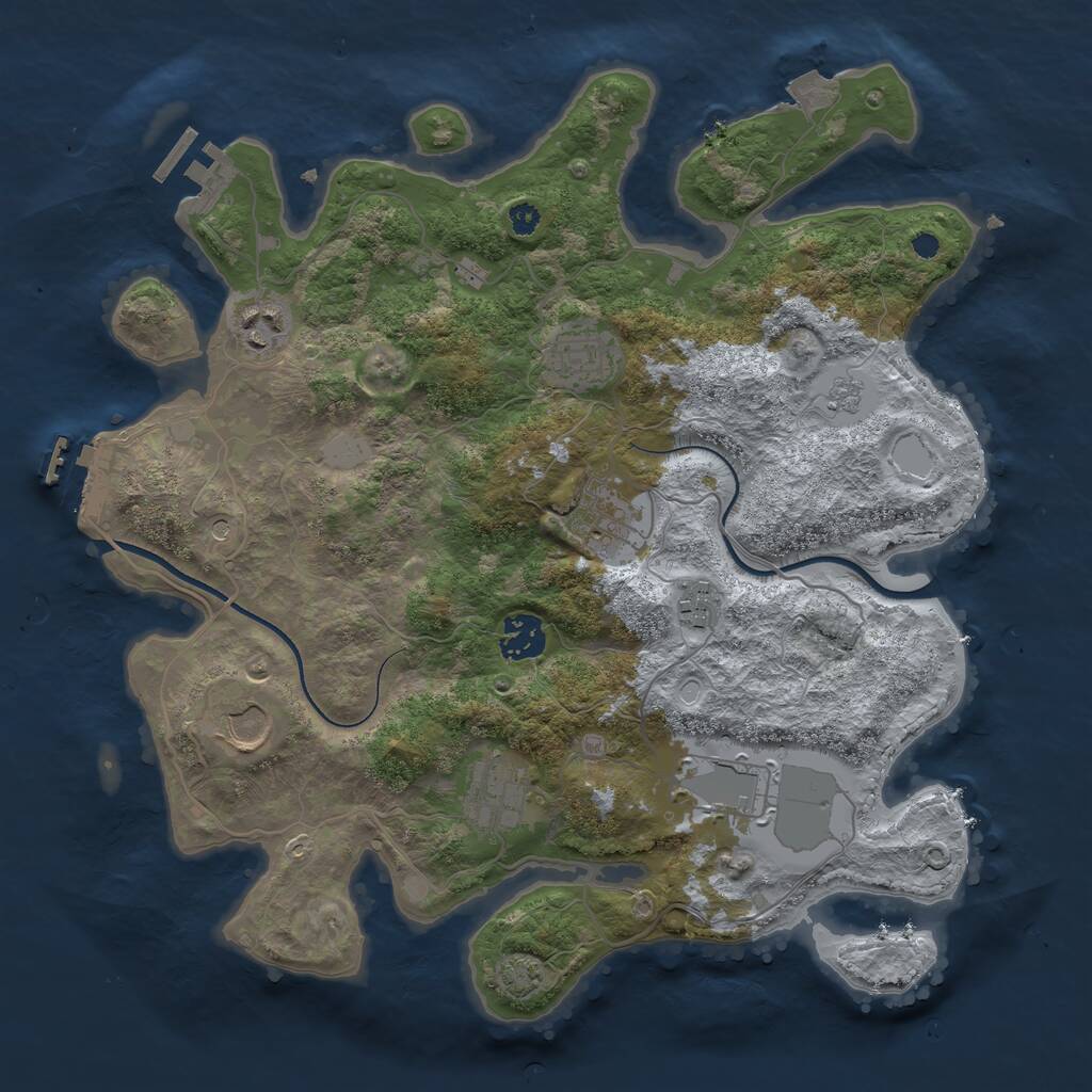 Rust Map: Procedural Map, Size: 3500, Seed: 918571168, 14 Monuments