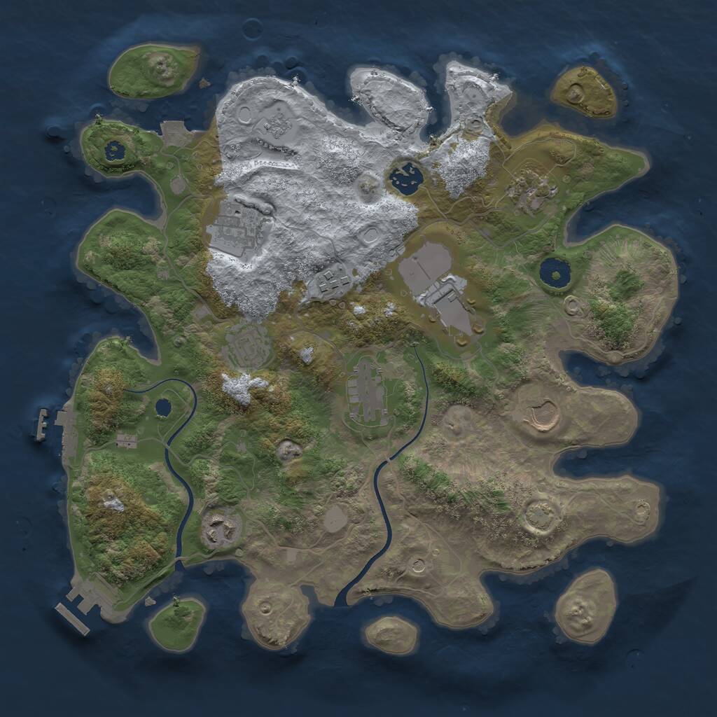 Rust Map: Procedural Map, Size: 3500, Seed: 2144374563, 15 Monuments