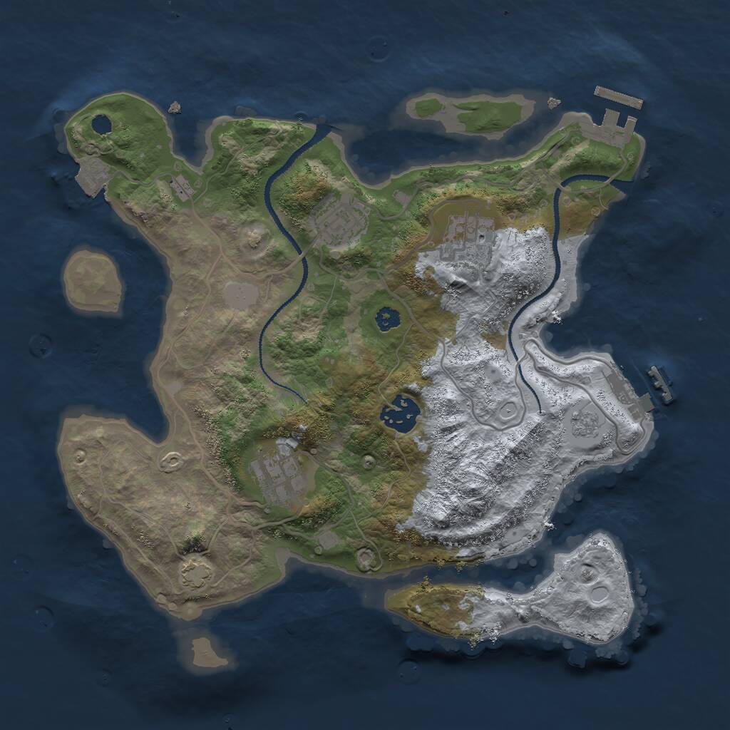 Rust Map: Procedural Map, Size: 3000, Seed: 16339, 9 Monuments