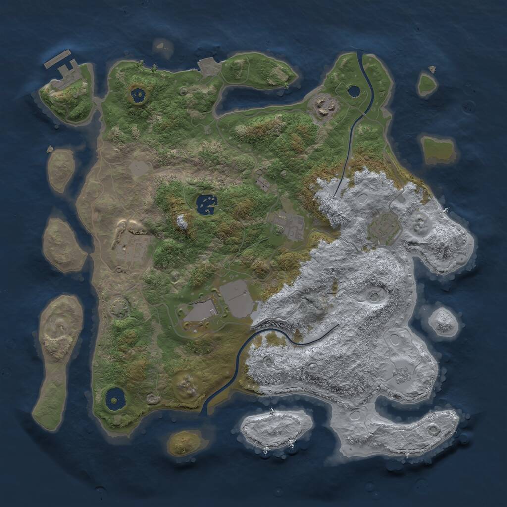 Rust Map: Procedural Map, Size: 3500, Seed: 945135492, 11 Monuments