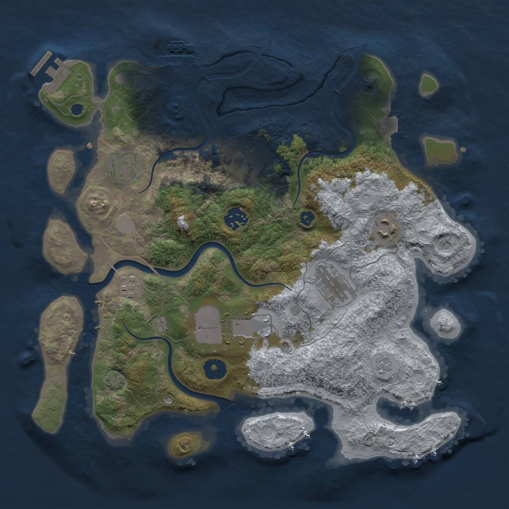 Rust Map: Procedural Map, Size: 3500, Seed: 945135492, 13 Monuments