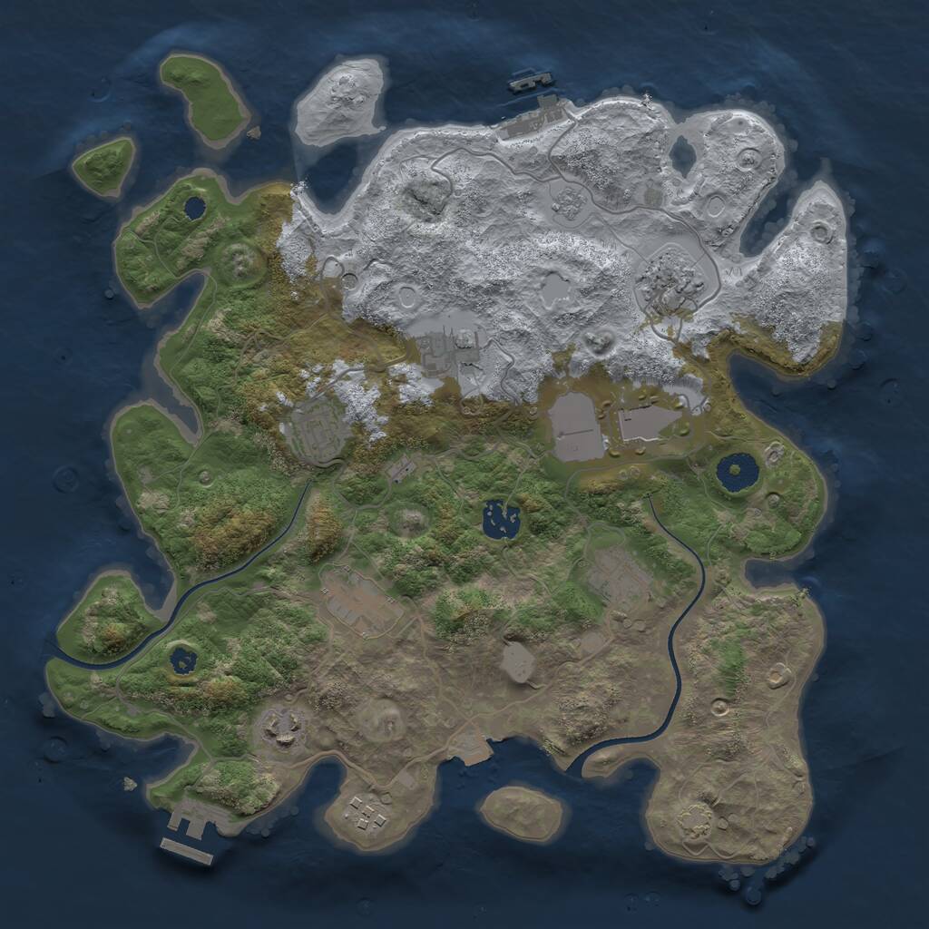 Rust Map: Procedural Map, Size: 3501, Seed: 1248936001, 15 Monuments