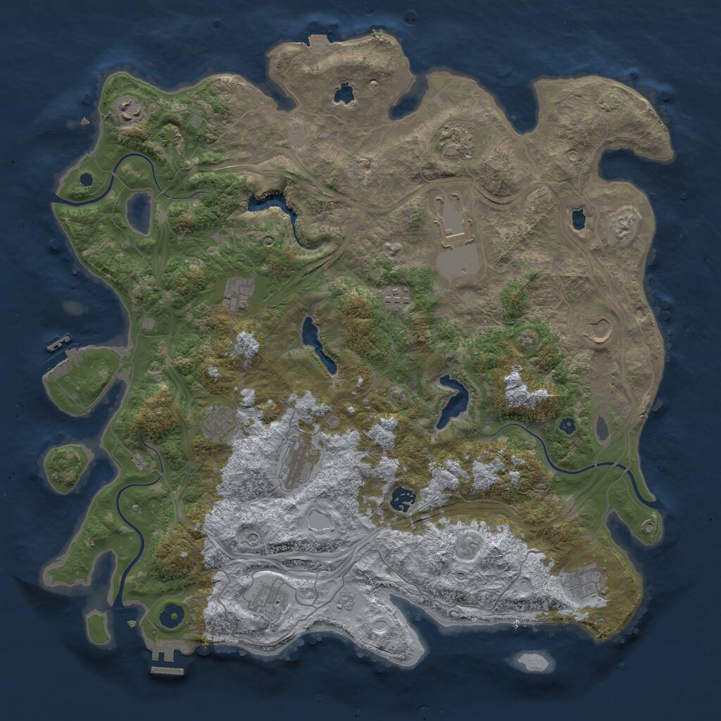 Rust Map: Procedural Map, Size: 4500, Seed: 2078480319, 17 Monuments