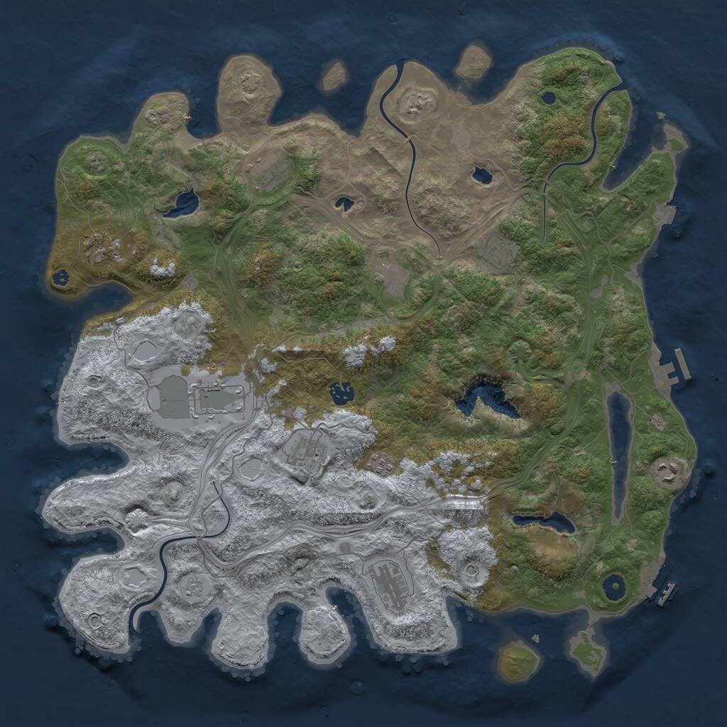 Rust Map: Procedural Map, Size: 4500, Seed: 48150122, 16 Monuments