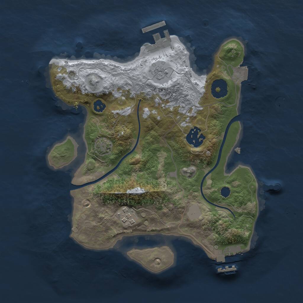 Rust Map: Procedural Map, Size: 2500, Seed: 1391178216, 7 Monuments