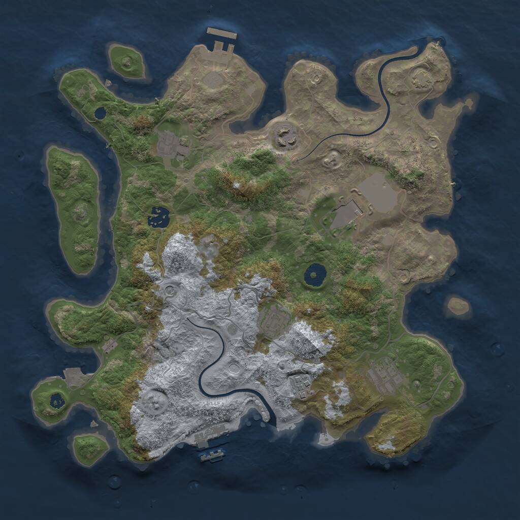 Rust Map: Procedural Map, Size: 3500, Seed: 318, 12 Monuments