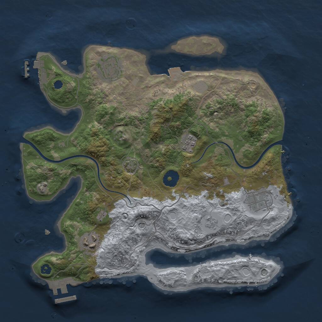 Rust Map: Procedural Map, Size: 3000, Seed: 26904443, 10 Monuments