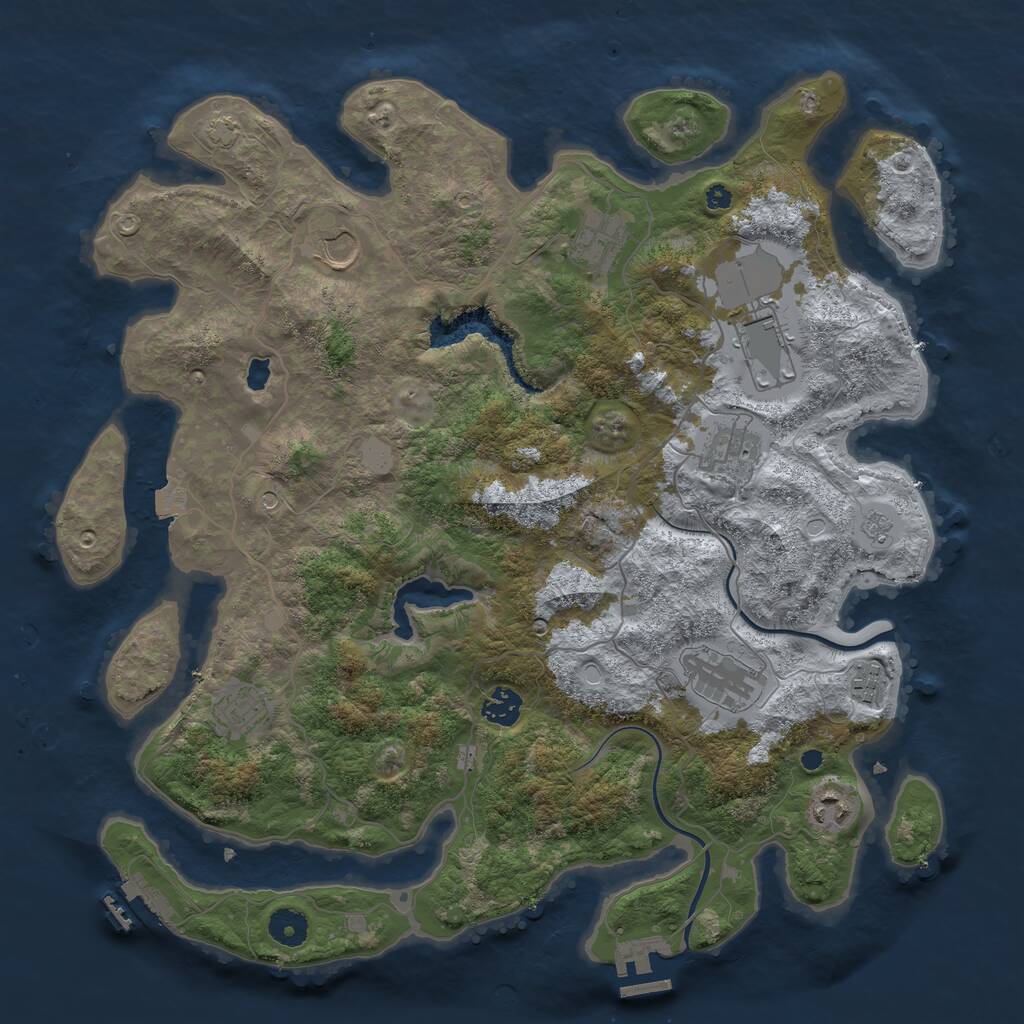 Rust Map: Procedural Map, Size: 4000, Seed: 736284613, 15 Monuments