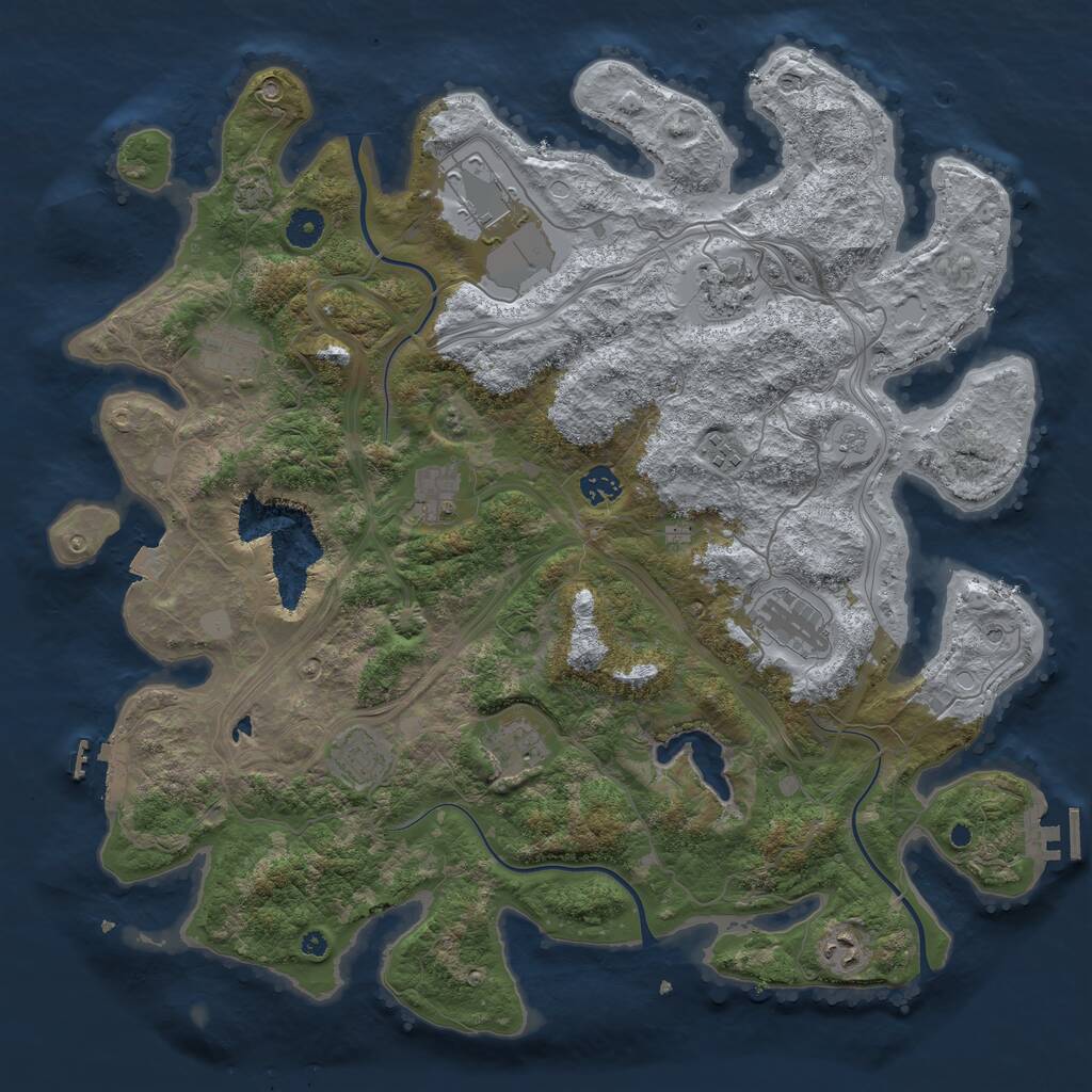 Rust Map: Procedural Map, Size: 4250, Seed: 1861701432, 16 Monuments