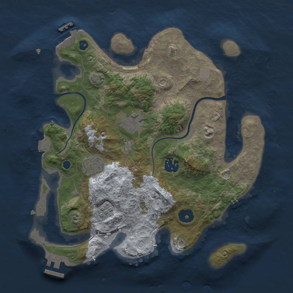 Rust Map: Procedural Map, Size: 3000, Seed: 55004, 9 Monuments