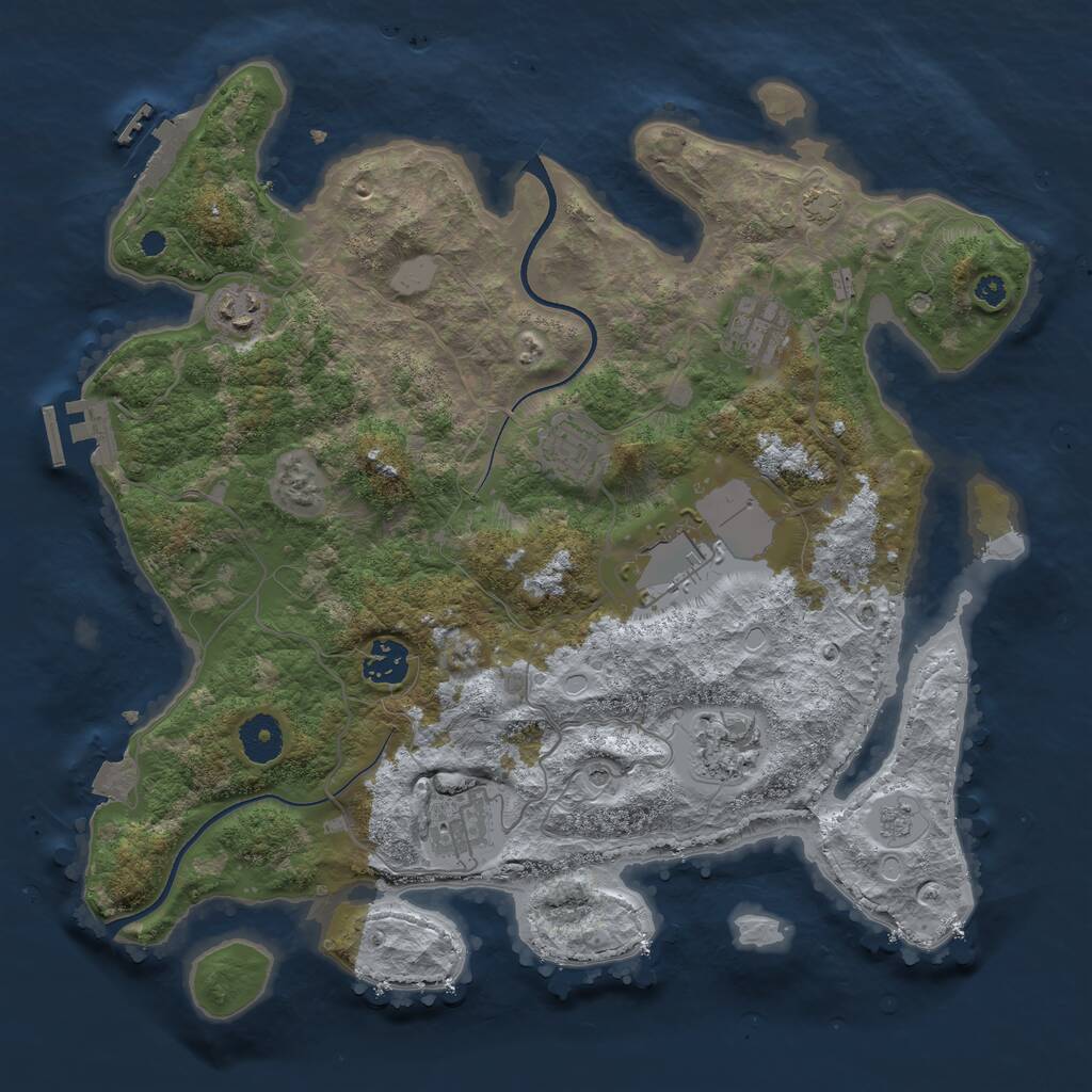 Rust Map: Procedural Map, Size: 3600, Seed: 481981, 13 Monuments