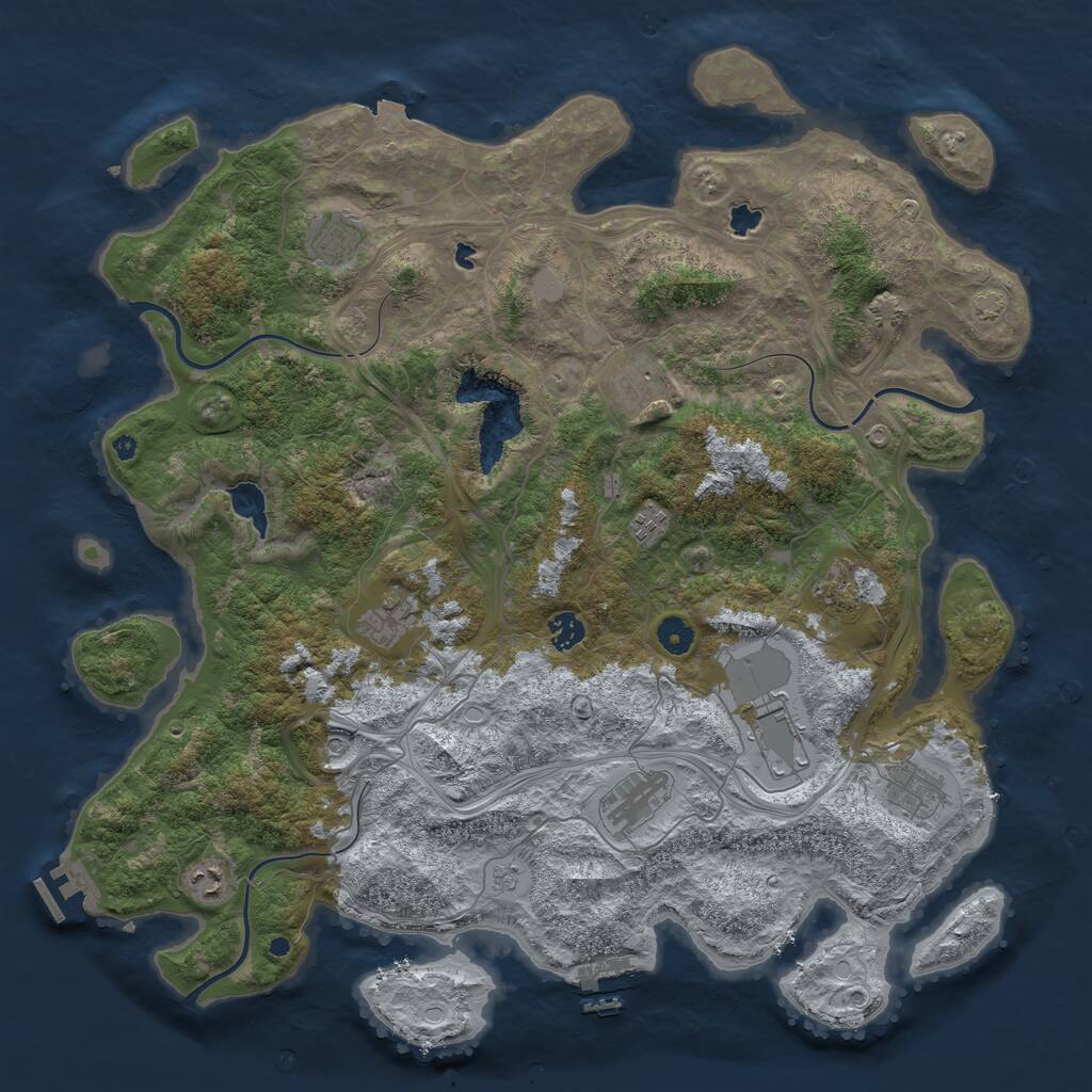 Rust Map: Procedural Map, Size: 4500, Seed: 1035703389, 16 Monuments