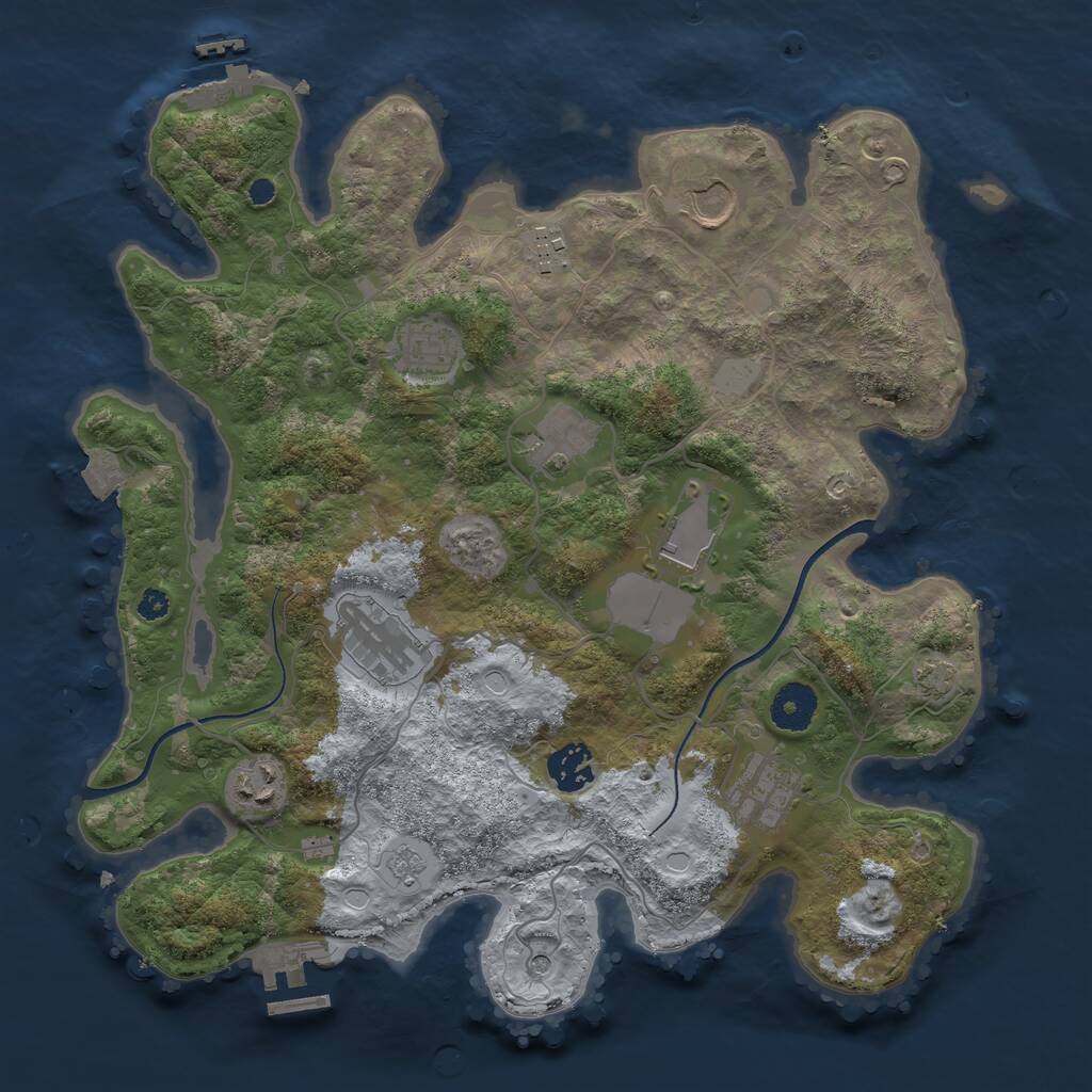 Rust Map: Procedural Map, Size: 3500, Seed: 2084093487, 15 Monuments