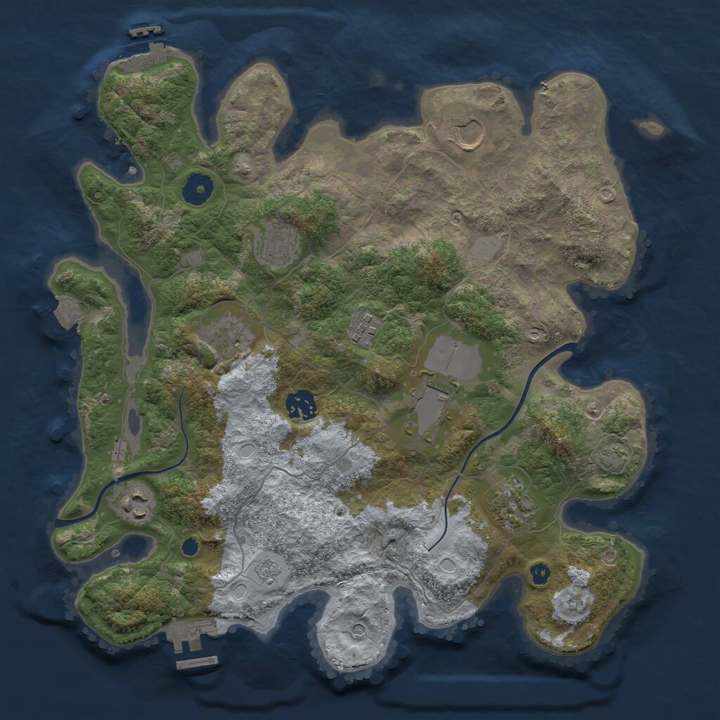 Rust Map: Procedural Map, Size: 3500, Seed: 2084093487, 14 Monuments