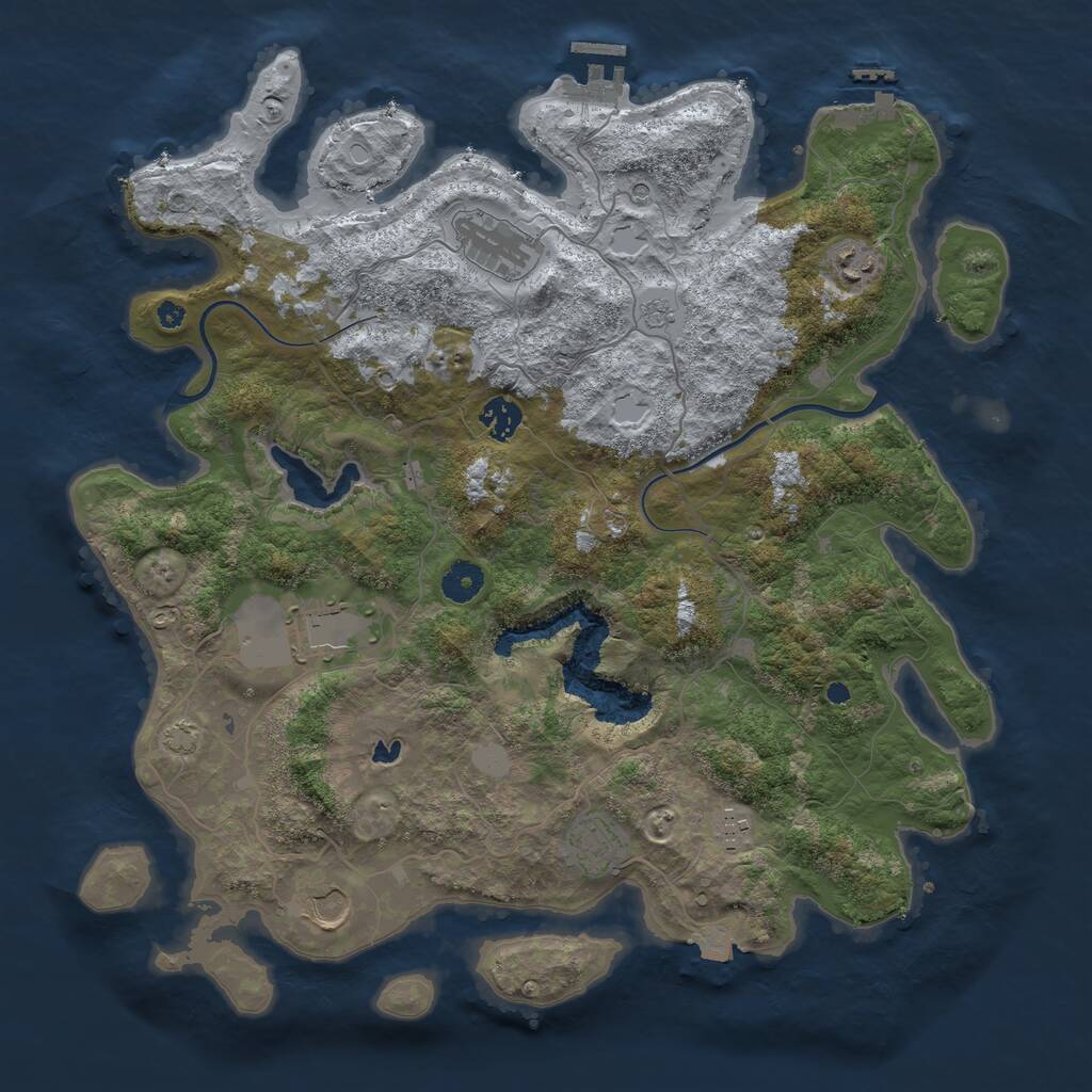 Rust Map: Procedural Map, Size: 4000, Seed: 1136084889, 13 Monuments