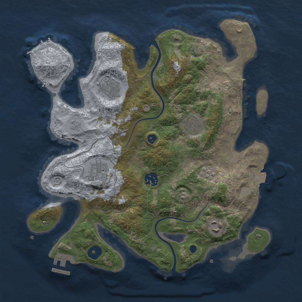 Rust Map: Procedural Map, Size: 3300, Seed: 498985858, 11 Monuments
