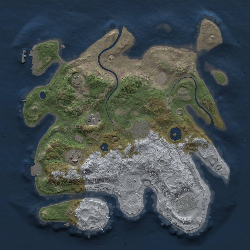 Rust Map: Procedural Map, Size: 3000, Seed: 931615200, 8 Monuments