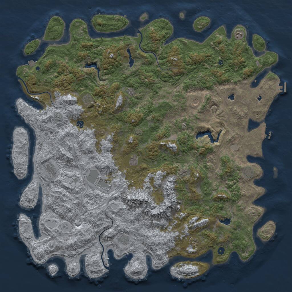 Rust Map: Procedural Map, Size: 6000, Seed: 76456, 17 Monuments