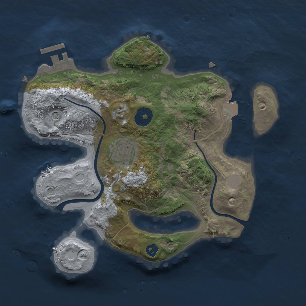 Rust Map: Procedural Map, Size: 2500, Seed: 1058158565, 4 Monuments