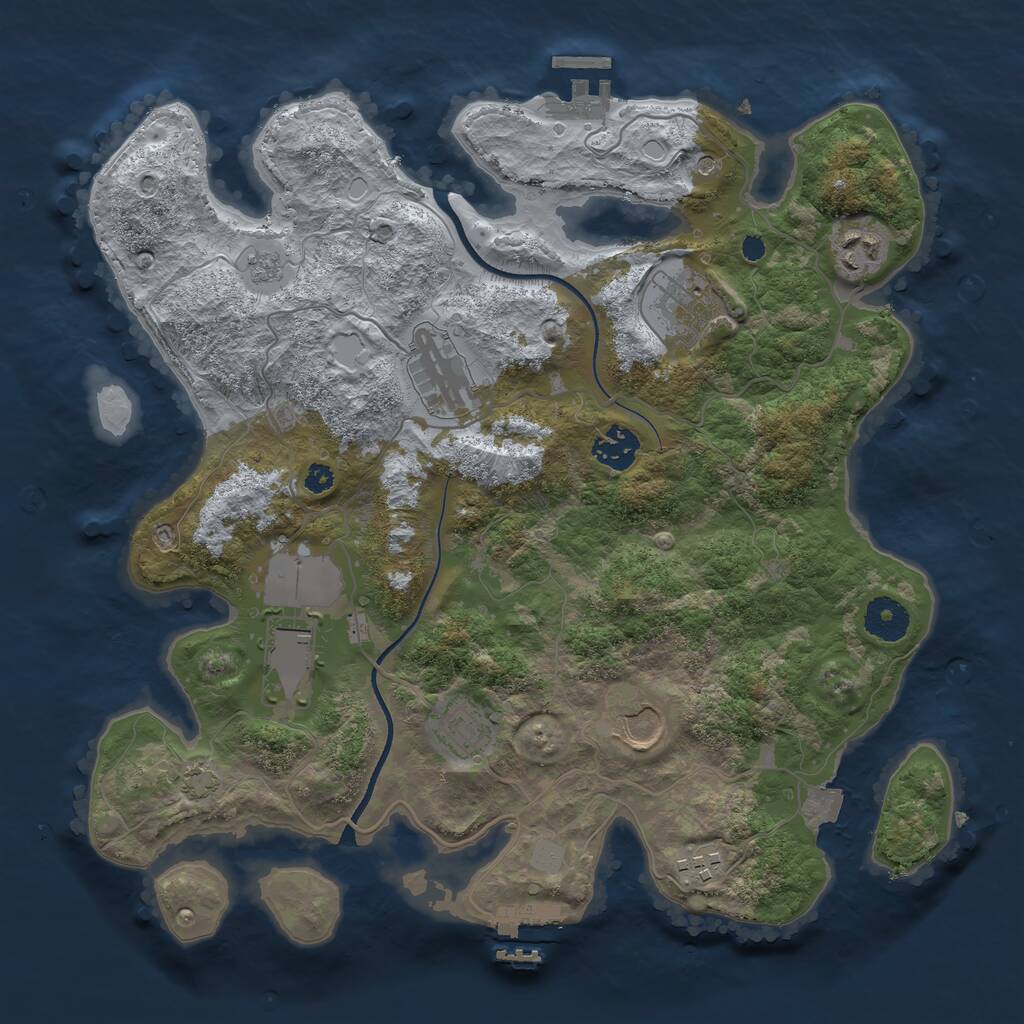 Rust Map: Procedural Map, Size: 3500, Seed: 872823270, 14 Monuments