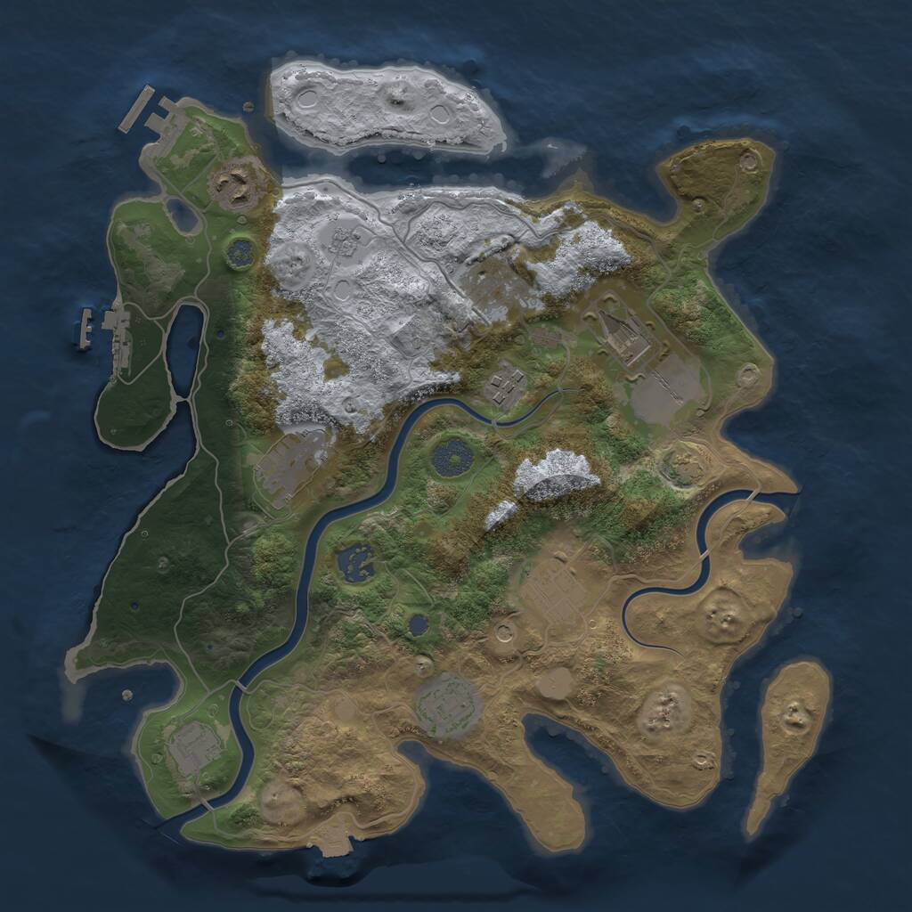 Rust Map: Procedural Map, Size: 3500, Seed: 876087433, 14 Monuments