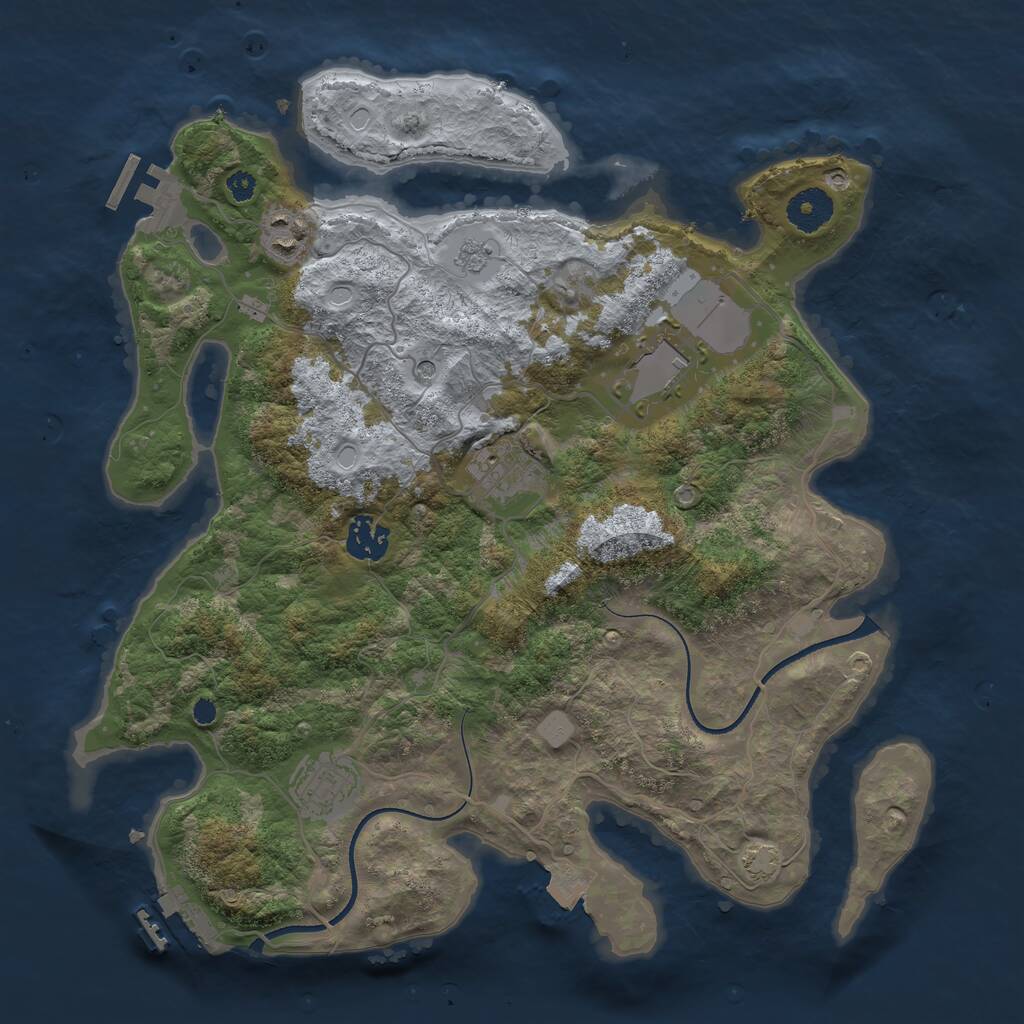 Rust Map: Procedural Map, Size: 3500, Seed: 876087433, 11 Monuments