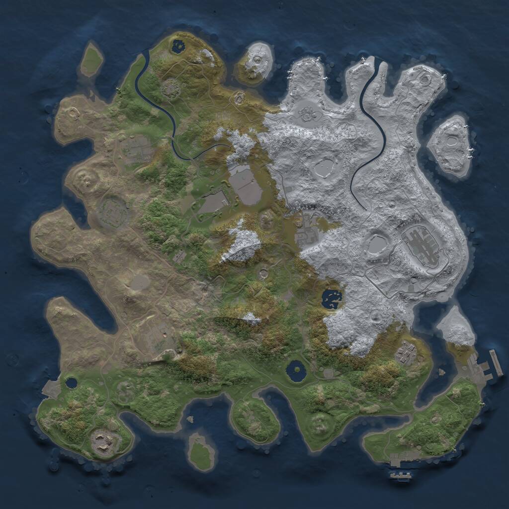 Rust Map: Procedural Map, Size: 3750, Seed: 4608, 15 Monuments