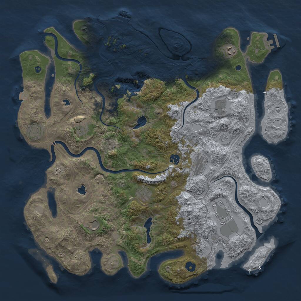 Rust Map: Procedural Map, Size: 4500, Seed: 1252635146, 17 Monuments