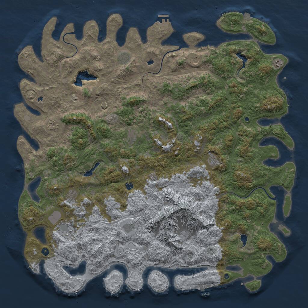 Rust Map: Procedural Map, Size: 6000, Seed: 761869775, 17 Monuments