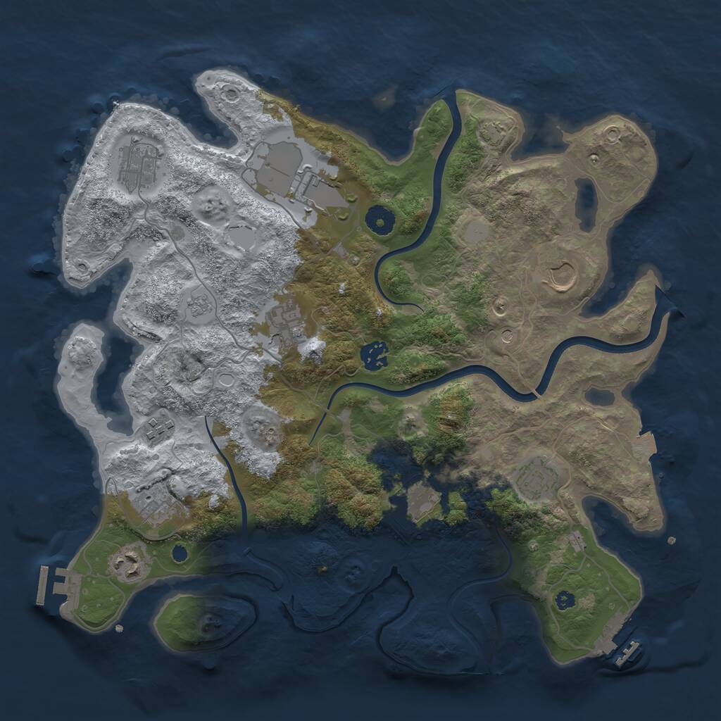 Rust Map: Procedural Map, Size: 3700, Seed: 1946966274, 16 Monuments