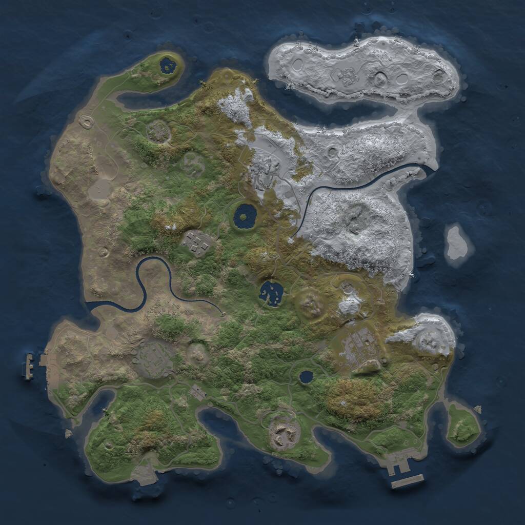 Rust Map: Procedural Map, Size: 3250, Seed: 751281321, 12 Monuments