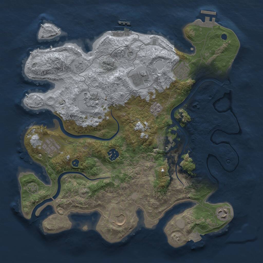 Rust Map: Procedural Map, Size: 3500, Seed: 774545226, 15 Monuments