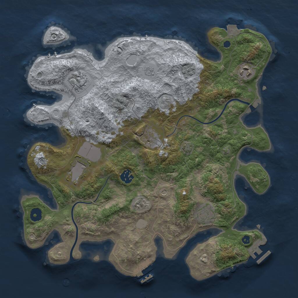 Rust Map: Procedural Map, Size: 3500, Seed: 774545226, 13 Monuments