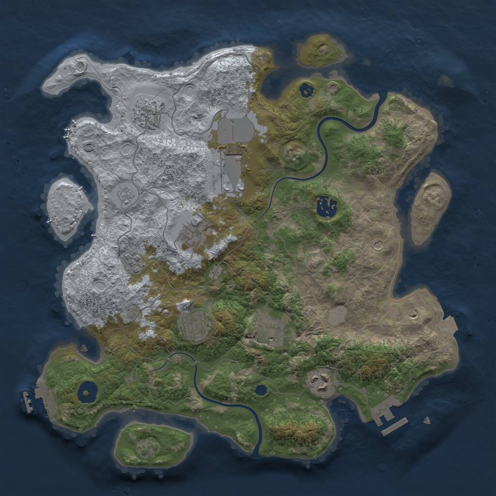 Rust Map: Procedural Map, Size: 3500, Seed: 678201192, 14 Monuments