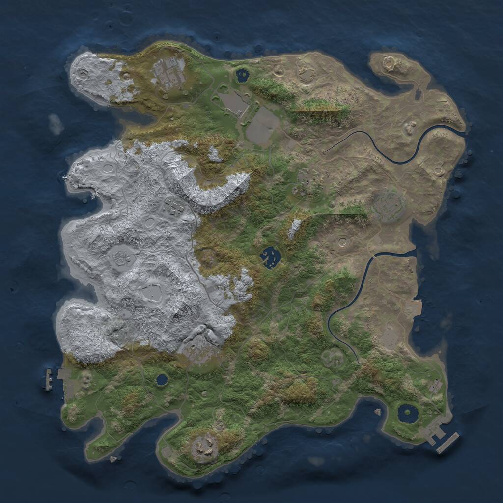 Rust Map: Procedural Map, Size: 3700, Seed: 608476964, 14 Monuments