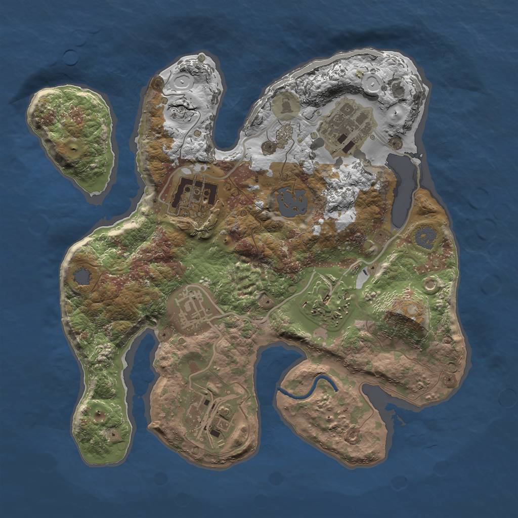 Rust Map: Procedural Map, Size: 2458, Seed: 1007, 10 Monuments