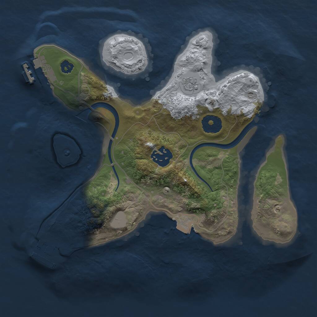 Rust Map: Procedural Map, Size: 2458, Seed: 1007, 5 Monuments