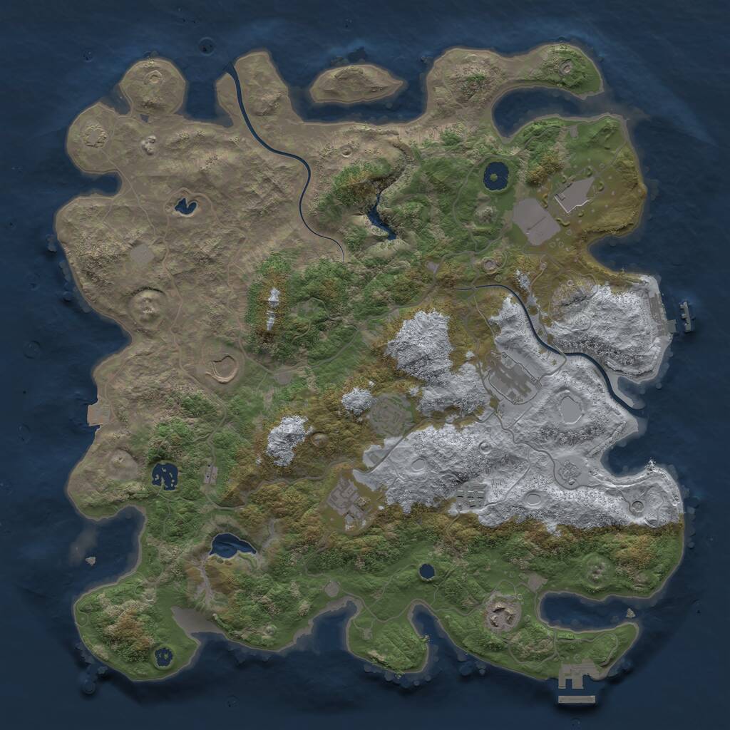 Rust Map: Procedural Map, Size: 4000, Seed: 273789725, 14 Monuments