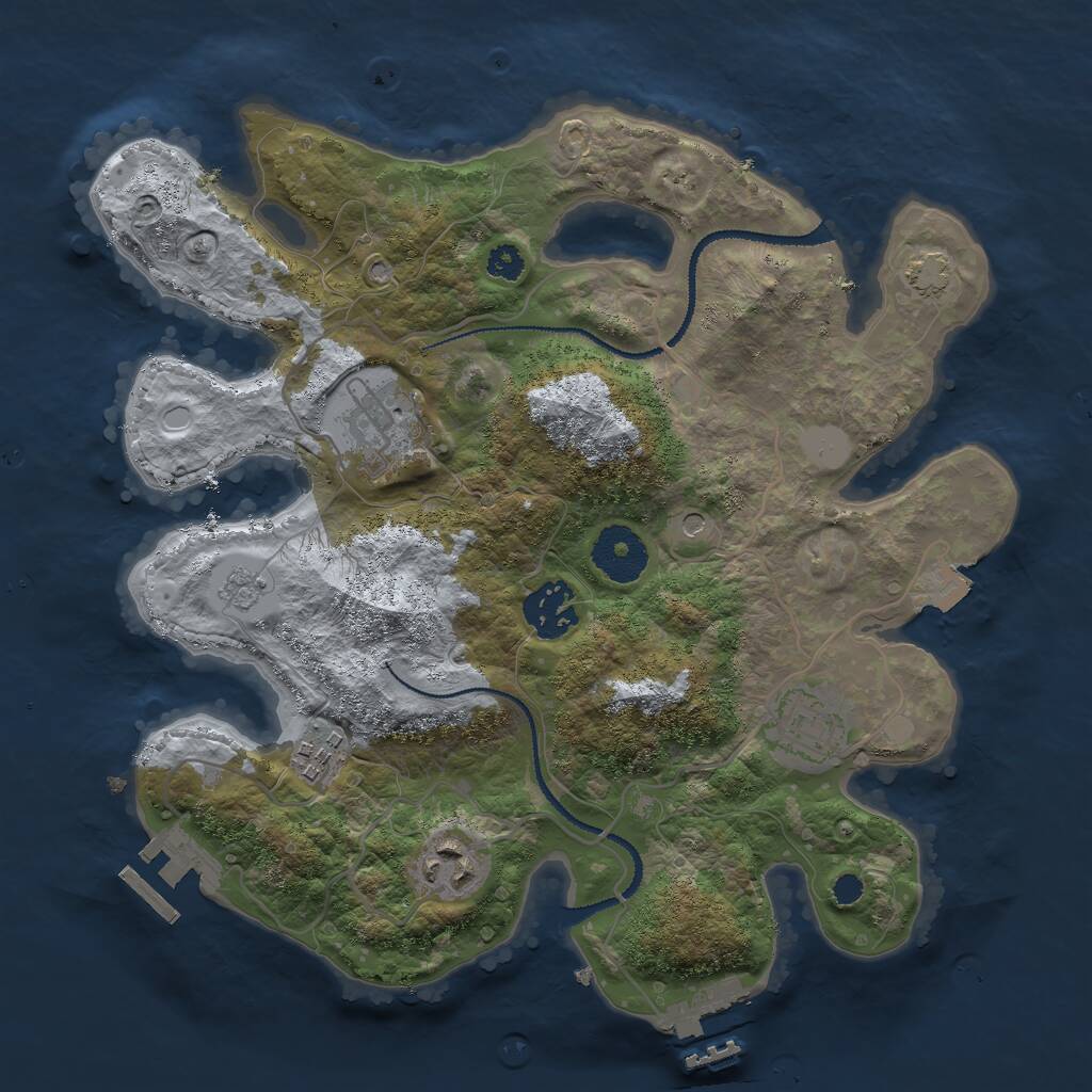 Rust Map: Procedural Map, Size: 3000, Seed: 500009, 11 Monuments