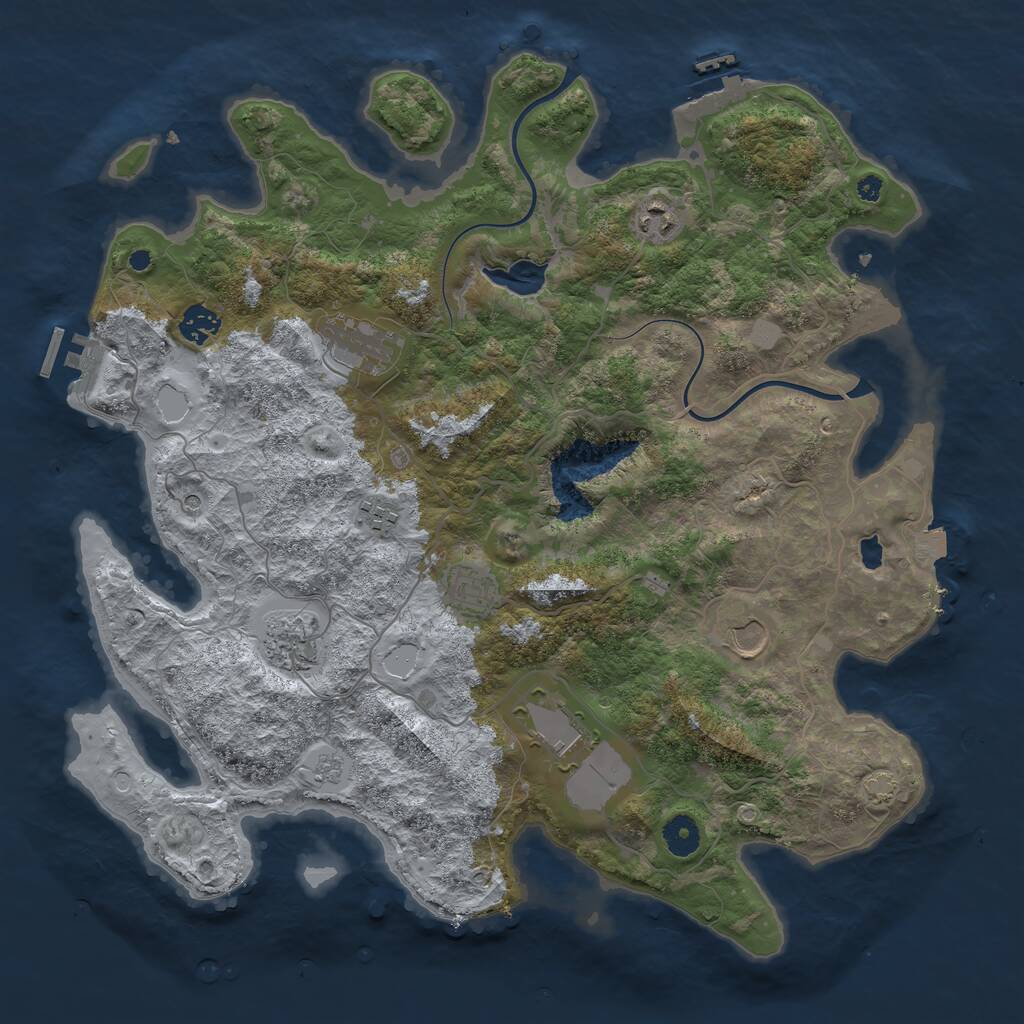 Rust Map: Procedural Map, Size: 4000, Seed: 350718273, 14 Monuments