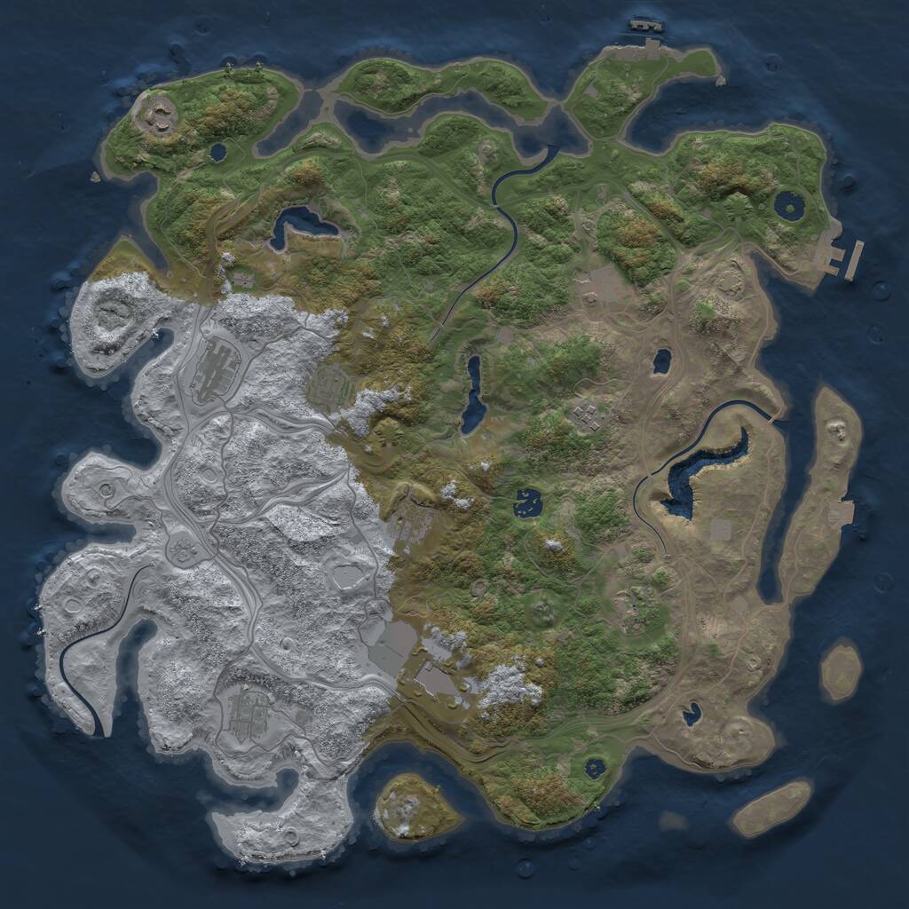 Rust Map: Procedural Map, Size: 4500, Seed: 1512, 16 Monuments