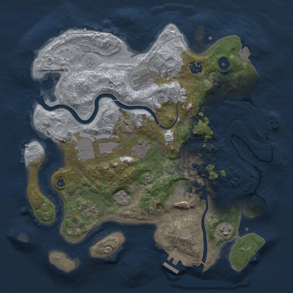 Rust Map: Procedural Map, Size: 3500, Seed: 657773573, 14 Monuments